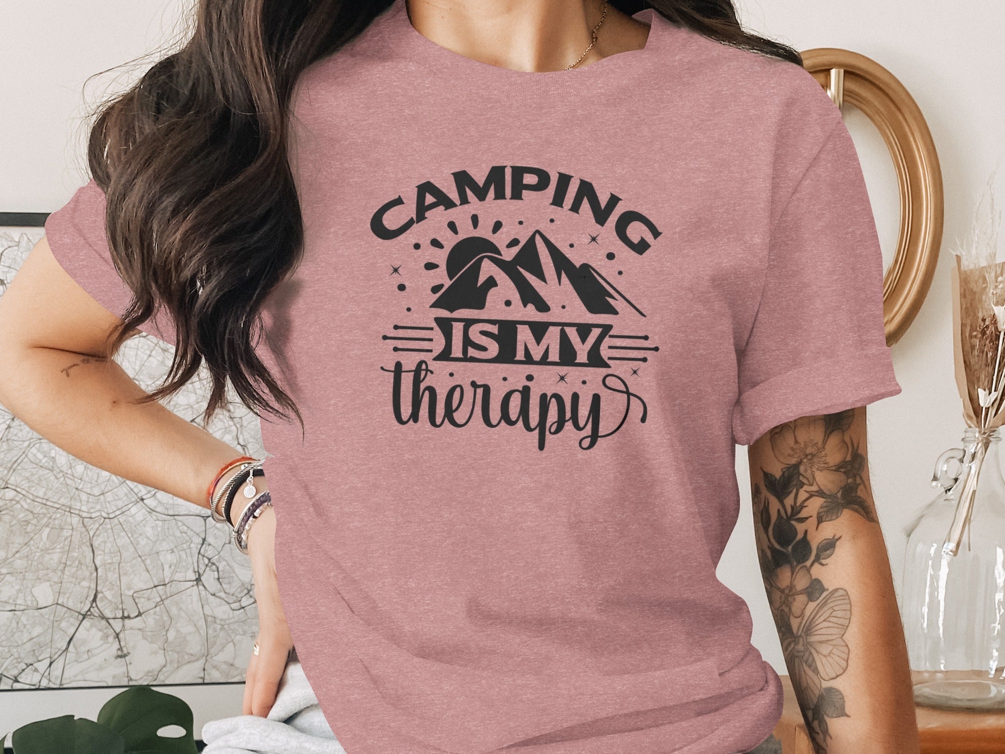 Camping Is My Therapy Outdoorsy Adventure Quote T-Shirt