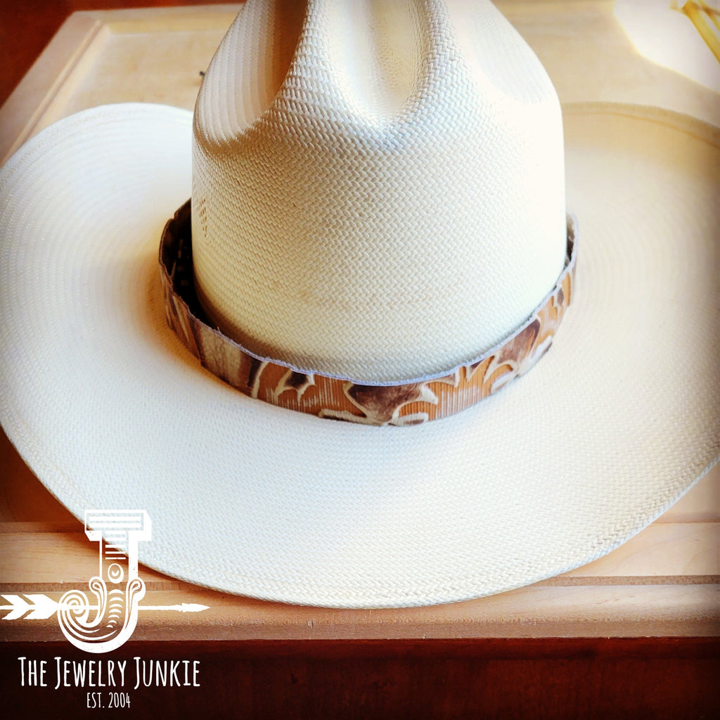 **Sienna Laredo Embossed Leather w/ Turq Slab Hat Band Only 950g