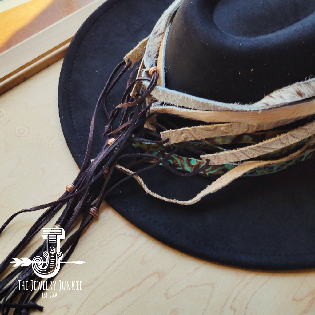 **Sienna Laredo Embossed Leather w/ Turq Slab Hat Band Only 950g