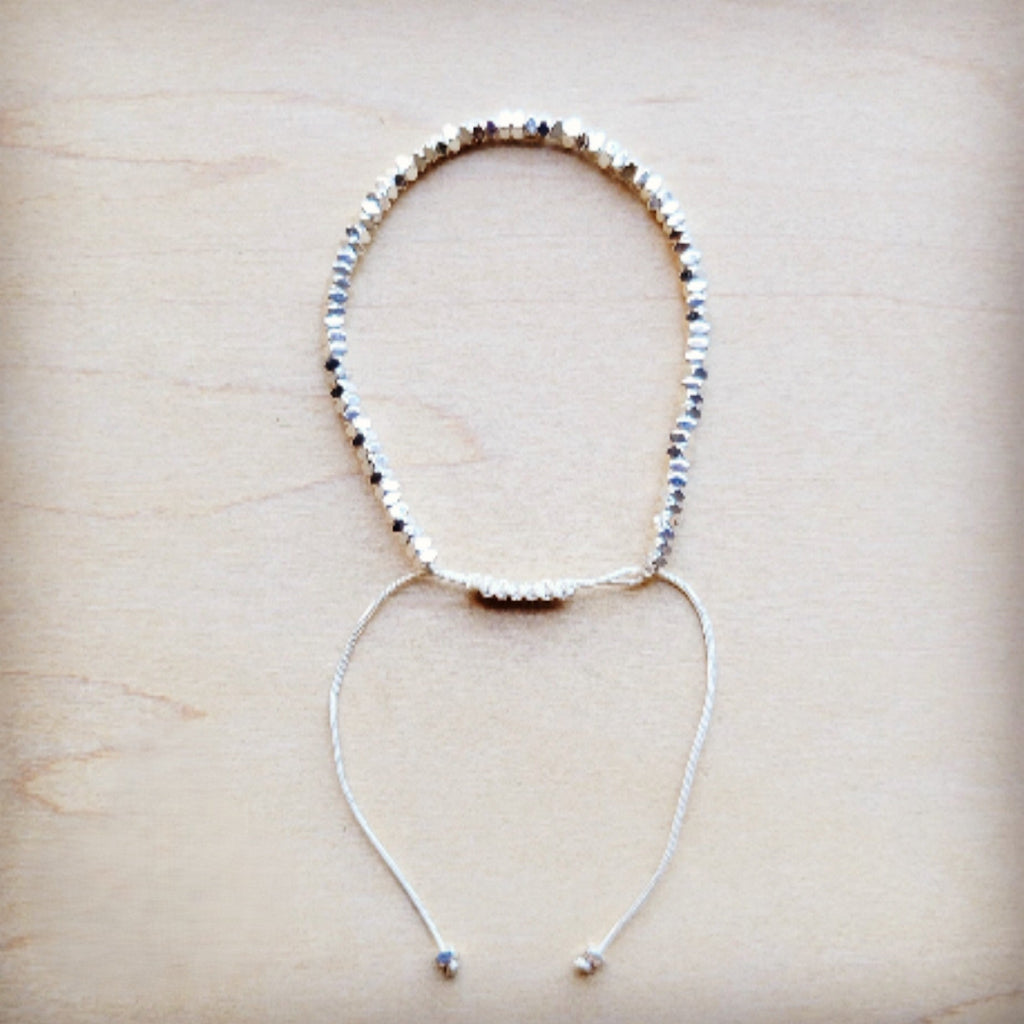 **Stackable Woven Beaded Bracelet in Silver 809v
