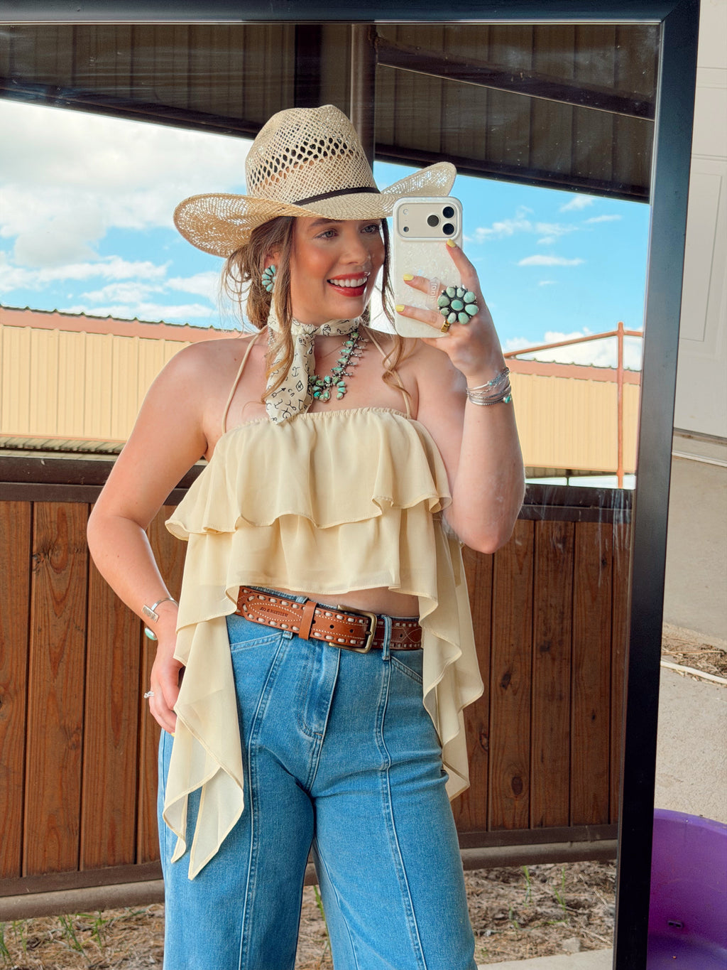 The Bryn Ruffle Halter Top