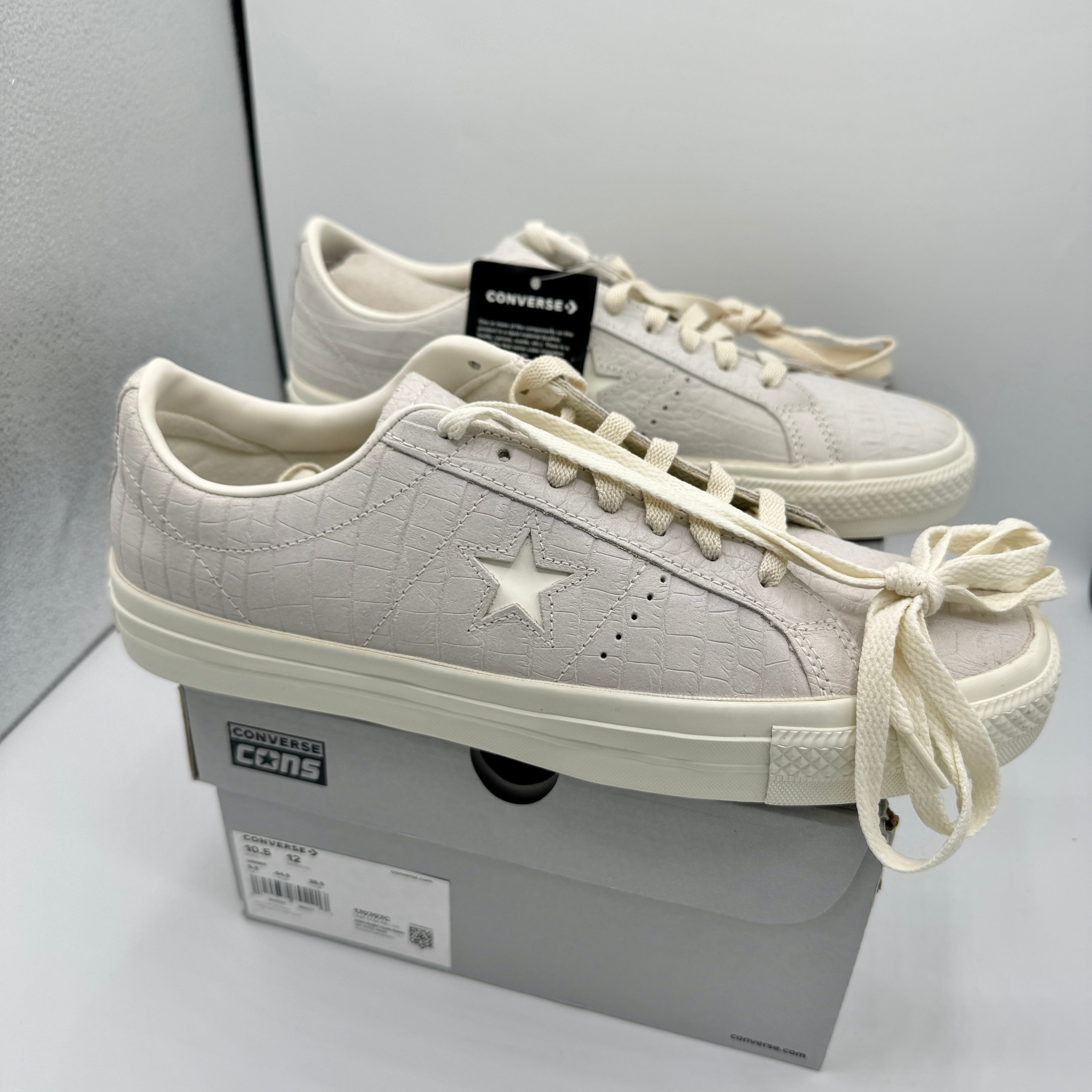 Converse One Star Pro OX Egret Grey Sneakers Croc Embossed Leather UNISEX