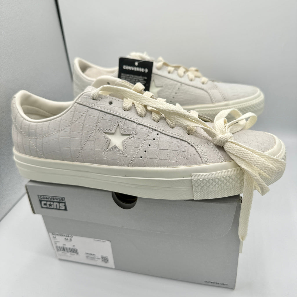 Converse One Star Pro OX Egret Grey Sneakers Croc Embossed Leather UNISEX