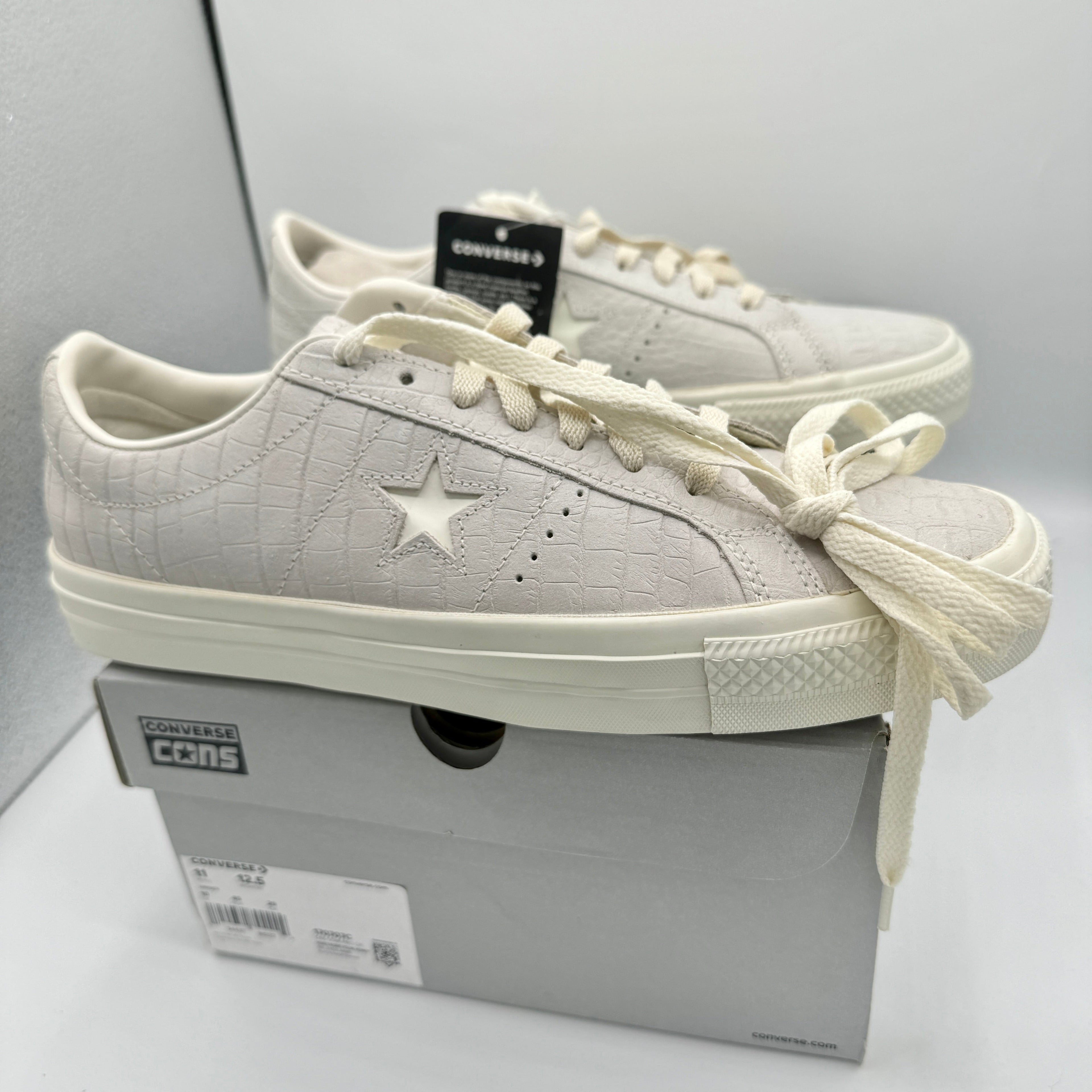 Converse One Star Pro OX Egret Grey Sneakers Croc Embossed Leather UNISEX