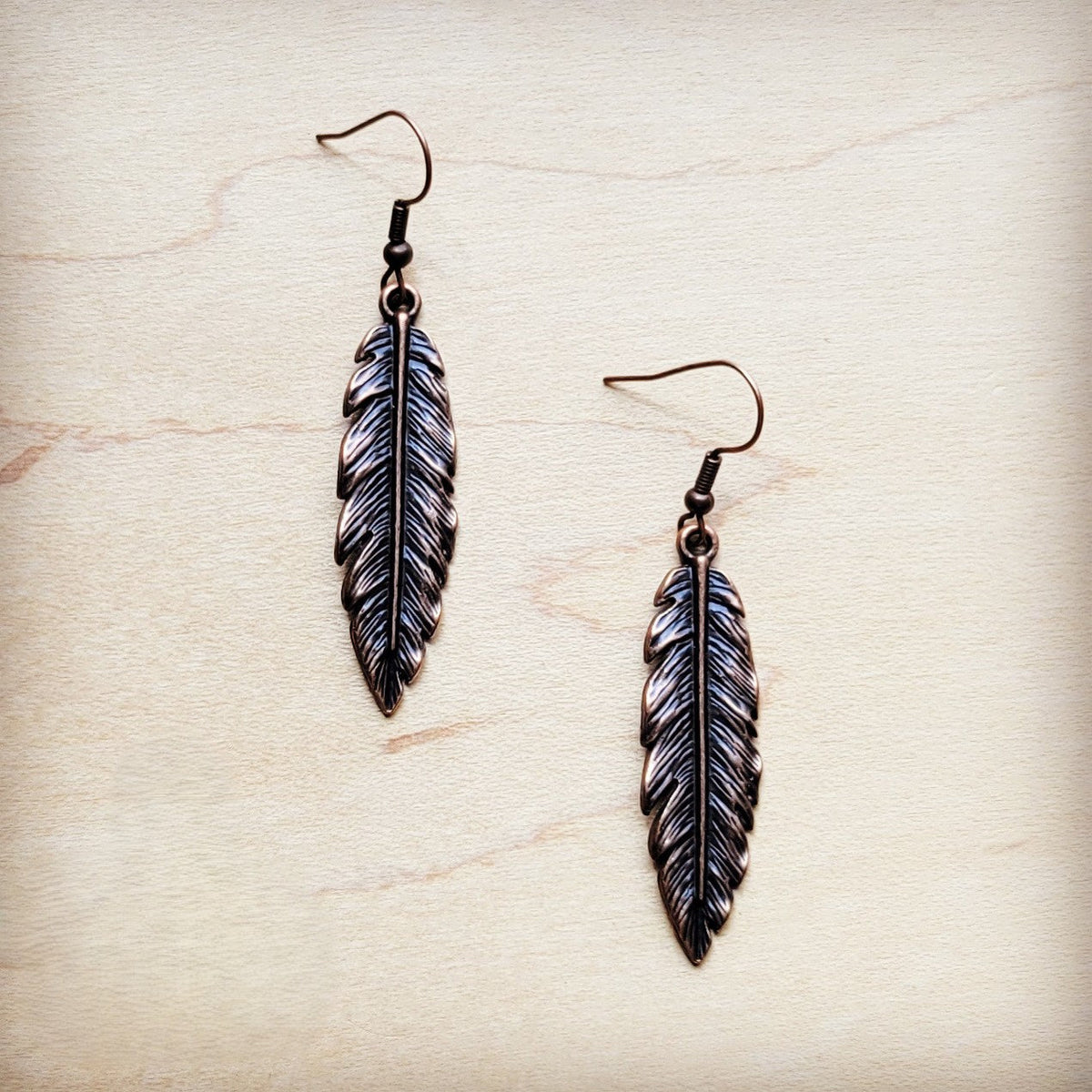 **Antique Copper Feather Earrings 220v