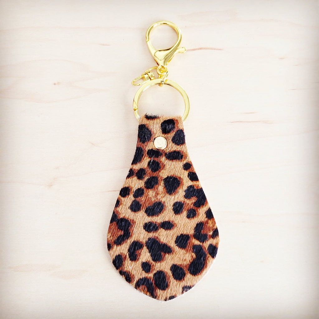 **Hair-on-Hide Leather Key Chain - Leopard 700z