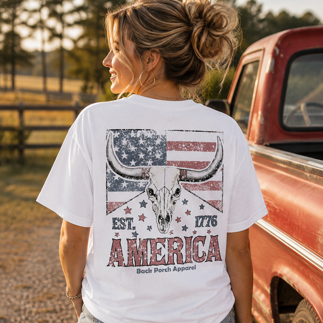 America Longhorn Short Sleeve T-Shirt