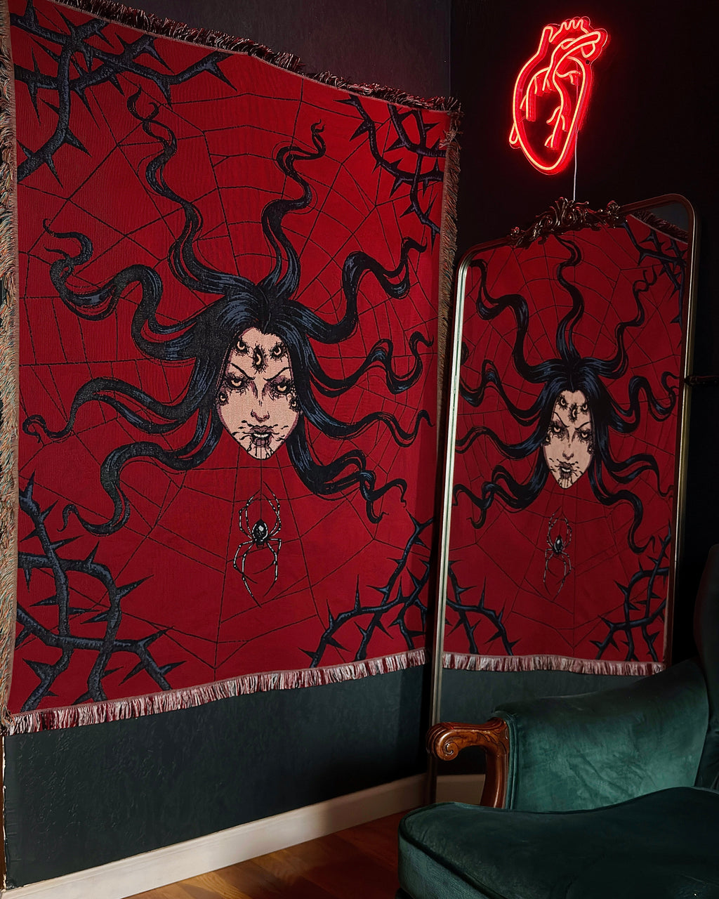 Arachnophobia - Spider Queen Woven Blanket
