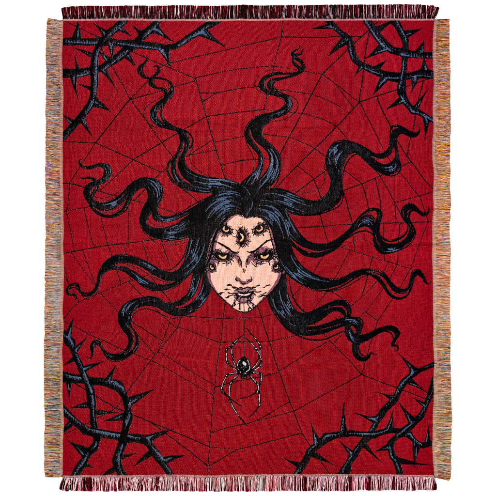 Arachnophobia - Spider Queen Woven Blanket