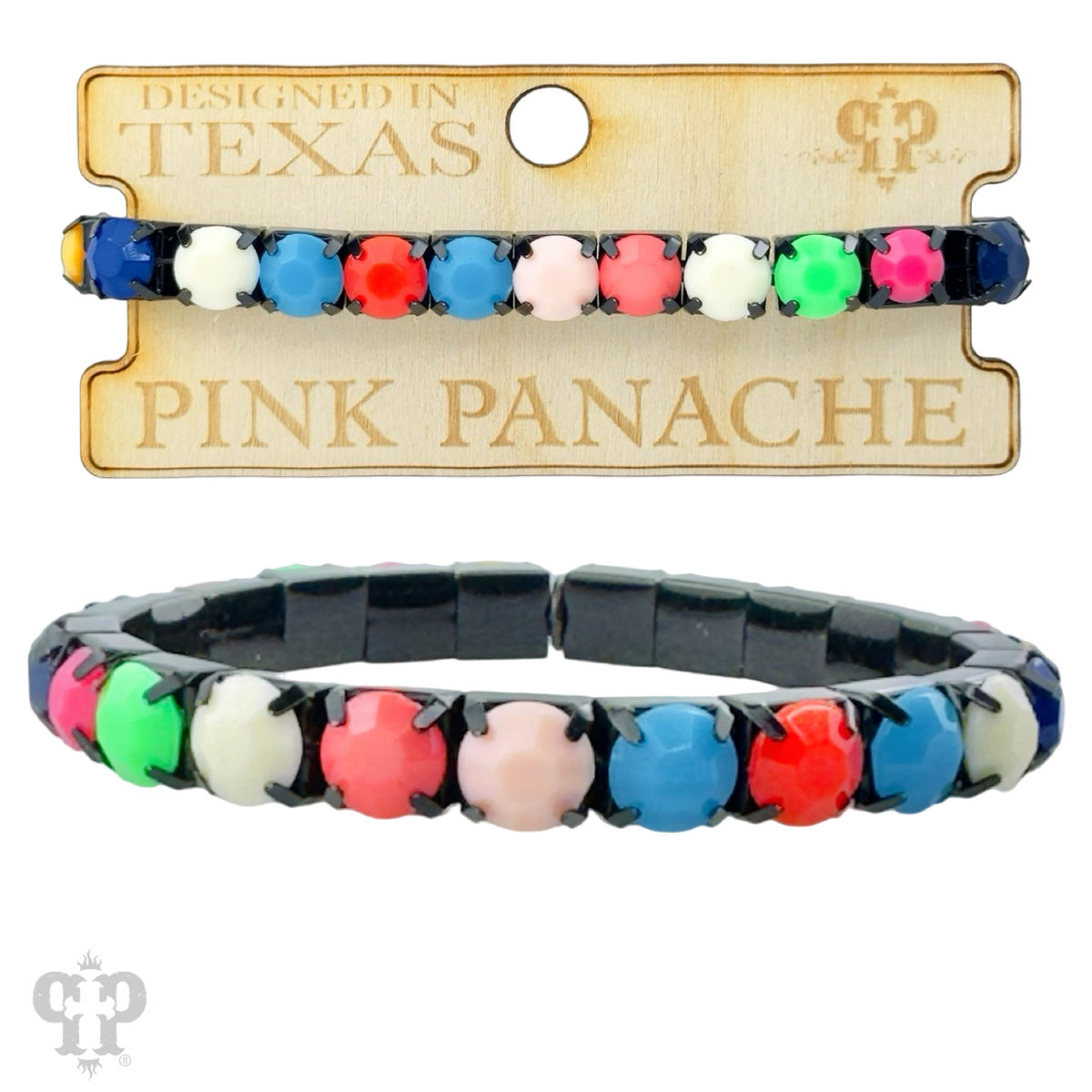 Prong set rhinestone stretch bracelet