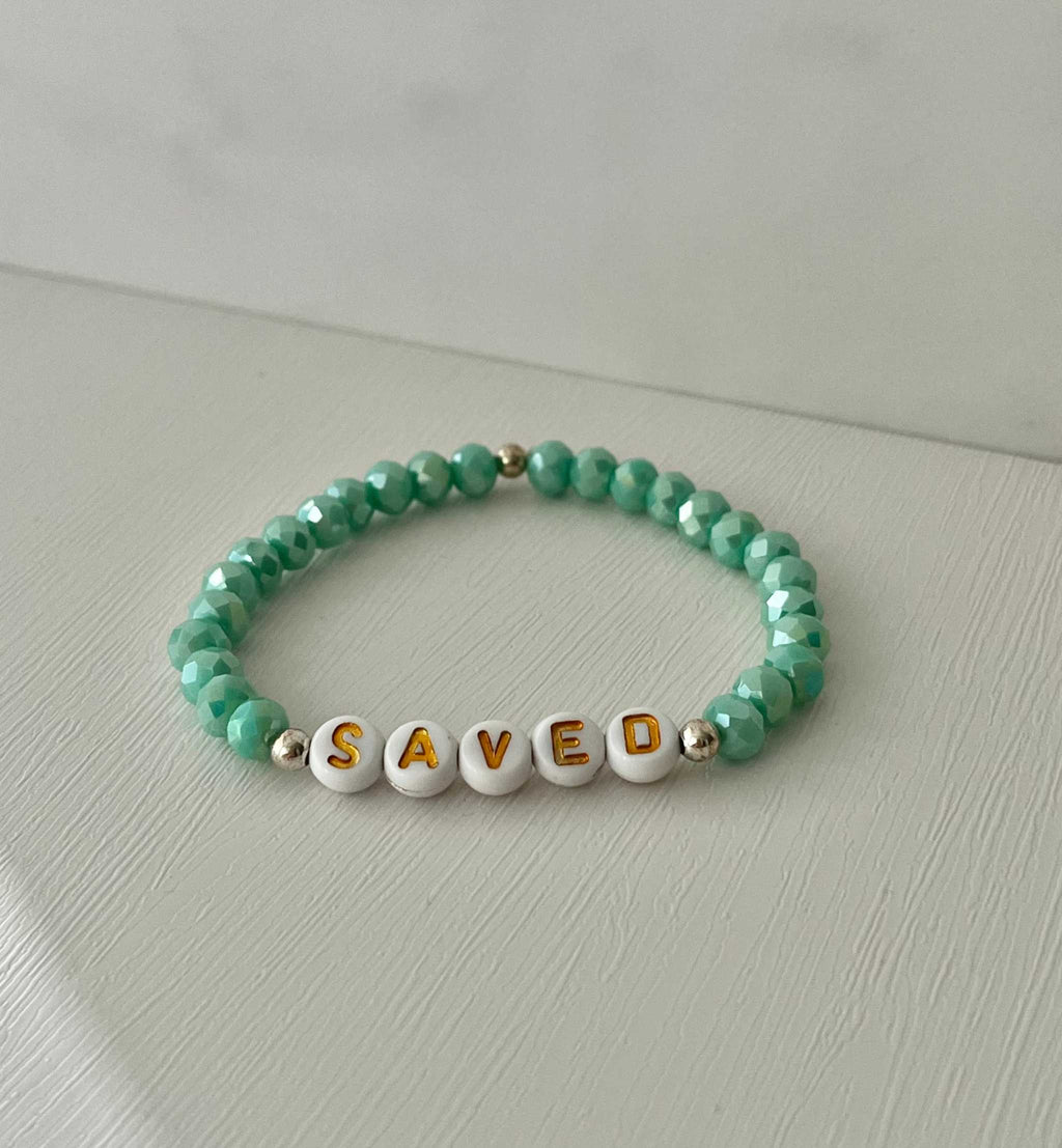 Saved Beaded Bracelet - Mint or Blue White Jade Faith Jewelry