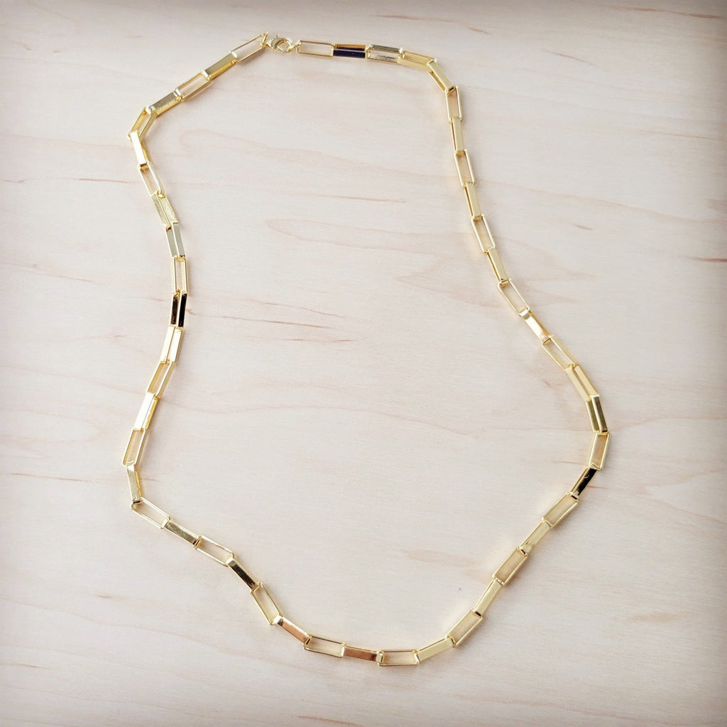 Gold Large Chain Link Layering Necklace 22" length 255o
