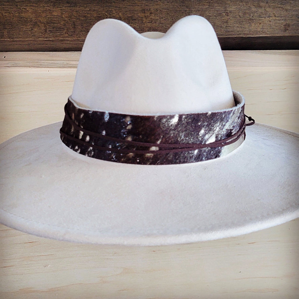 **Wide Genuine Hair Hide Silver Metallic Hat Band OnlyOnly 953z