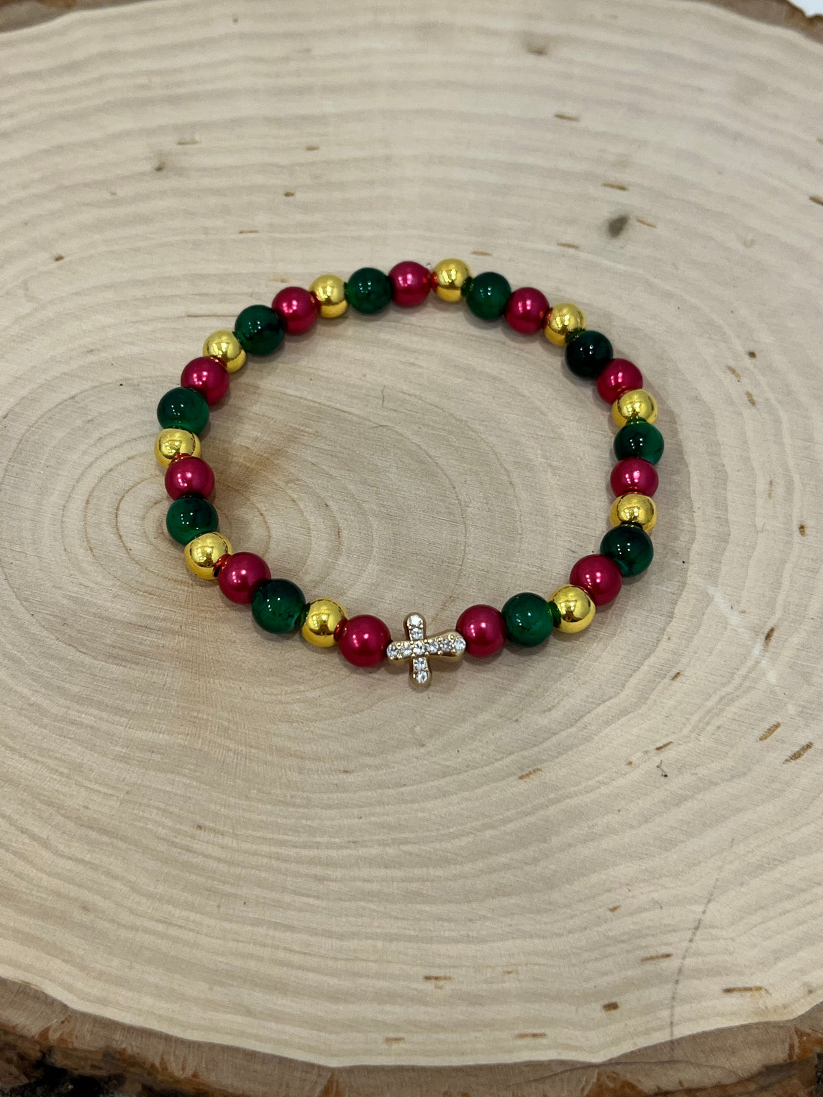 Christmas Cross Bead Bracelet Collection
