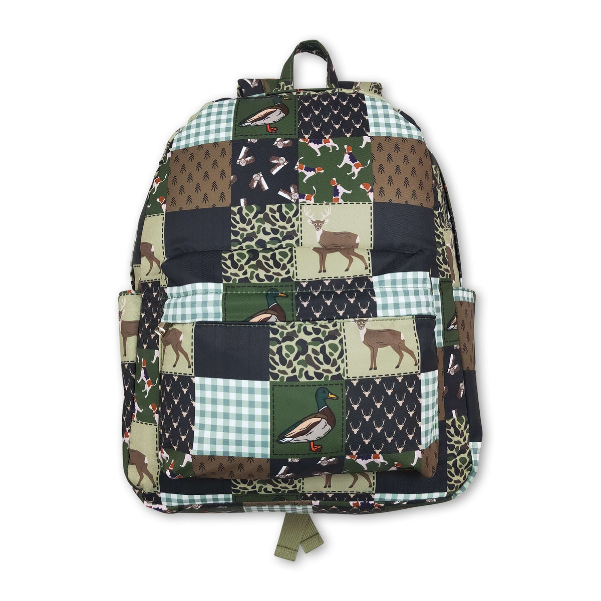 Duck call camo patchwork kids boys backpack