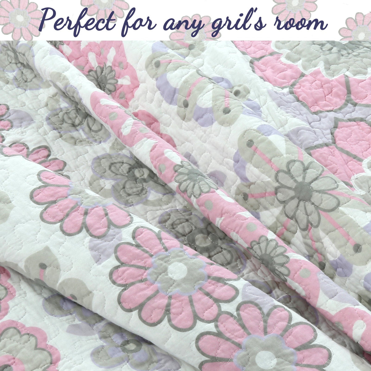 Lola Floral Cotton Reversible Quilt Bedding Set