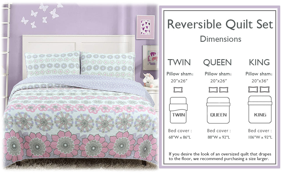 Lola Floral Cotton Reversible Quilt Bedding Set