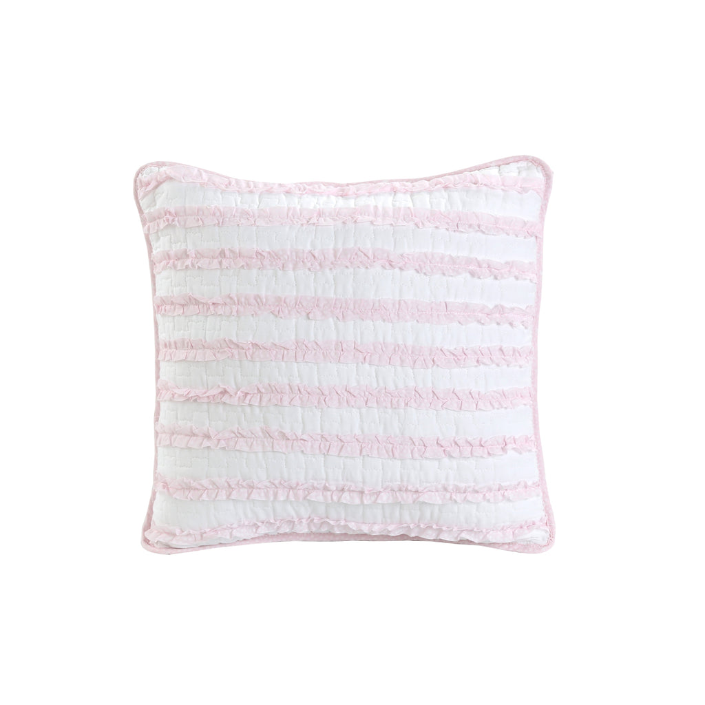 Pretty in Pink Girly Princess Ruffled Star Ogee Stripe Real Patchwork Cotton Reversible Quilt Bedding Set
