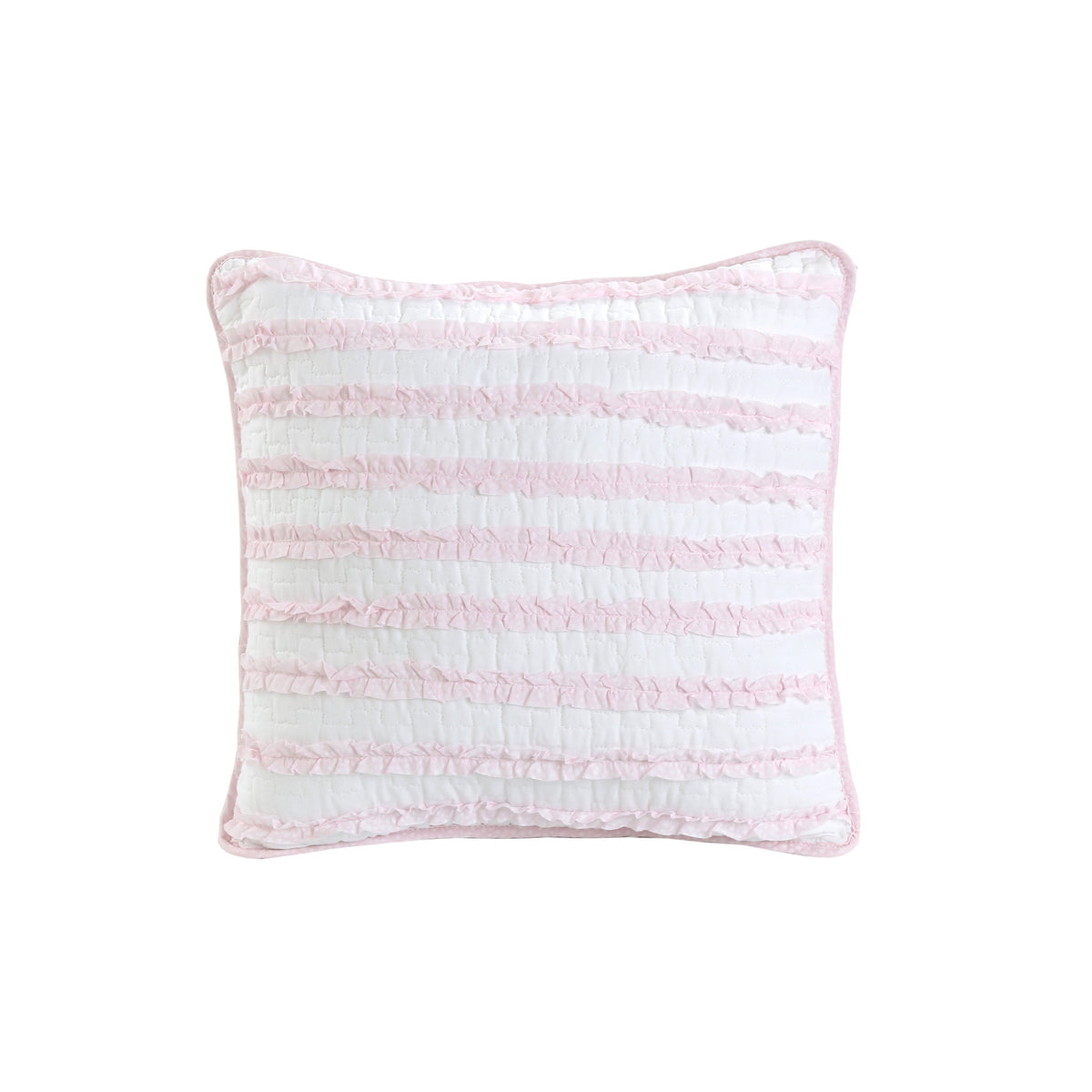 Pretty in Pink Girly Princess Ruffled Star Ogee Stripe Real Patchwork Cotton Reversible Quilt Bedding Set