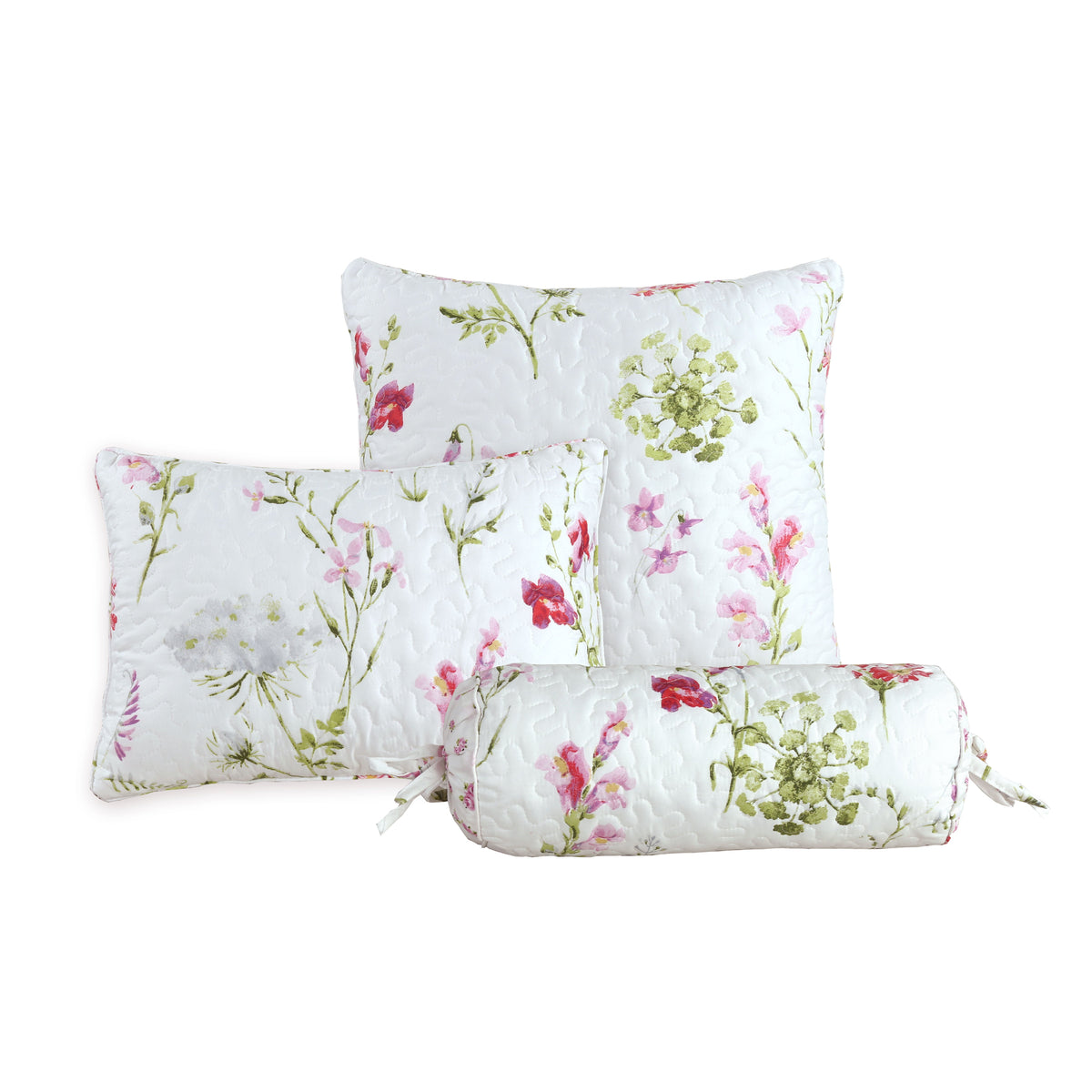 Carlotta Light Pink Blue Floral Print Reversible Quilt Bedding Set