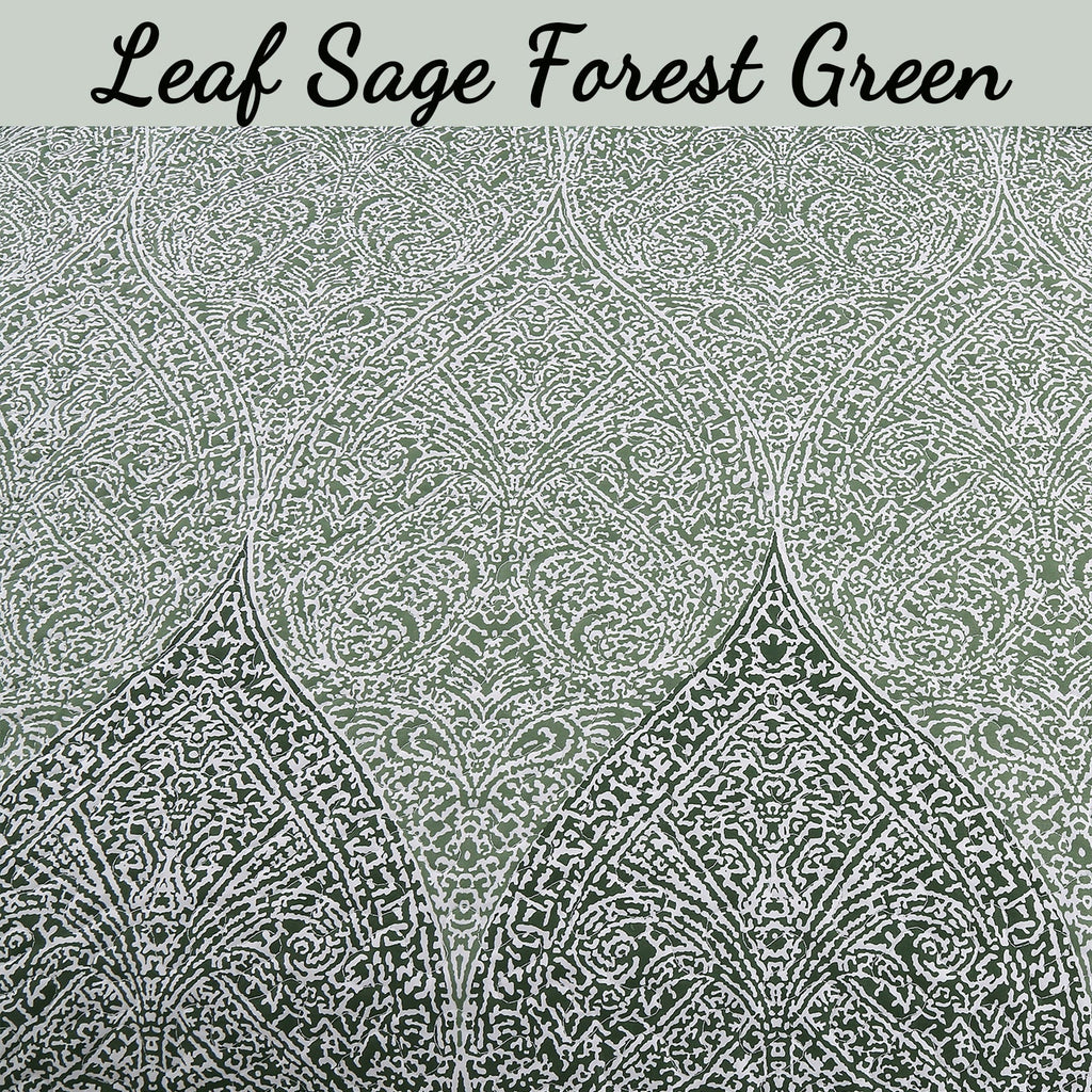 Ombre Leaf Sage Forest Green Medallion 3- Piece Reversible Quilt Bedding Set