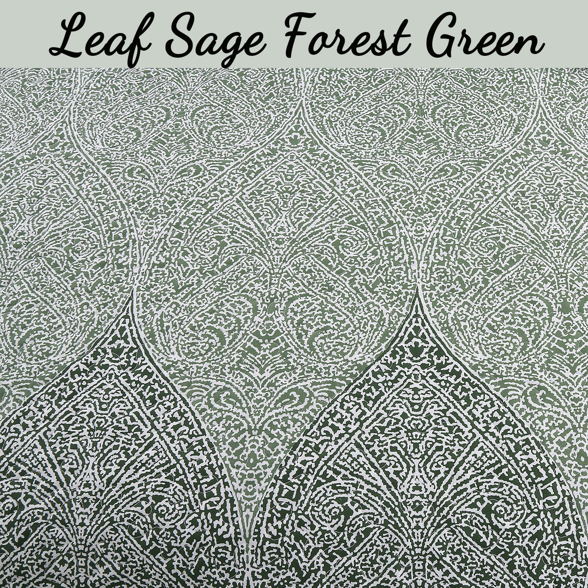 Ombre Leaf Sage Forest Green Medallion 3- Piece Reversible Quilt Bedding Set