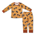 Brown sleeves horse rodeo baby kids western pajamas