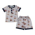 Short sleeves flag rodeo kids boys western pajamas