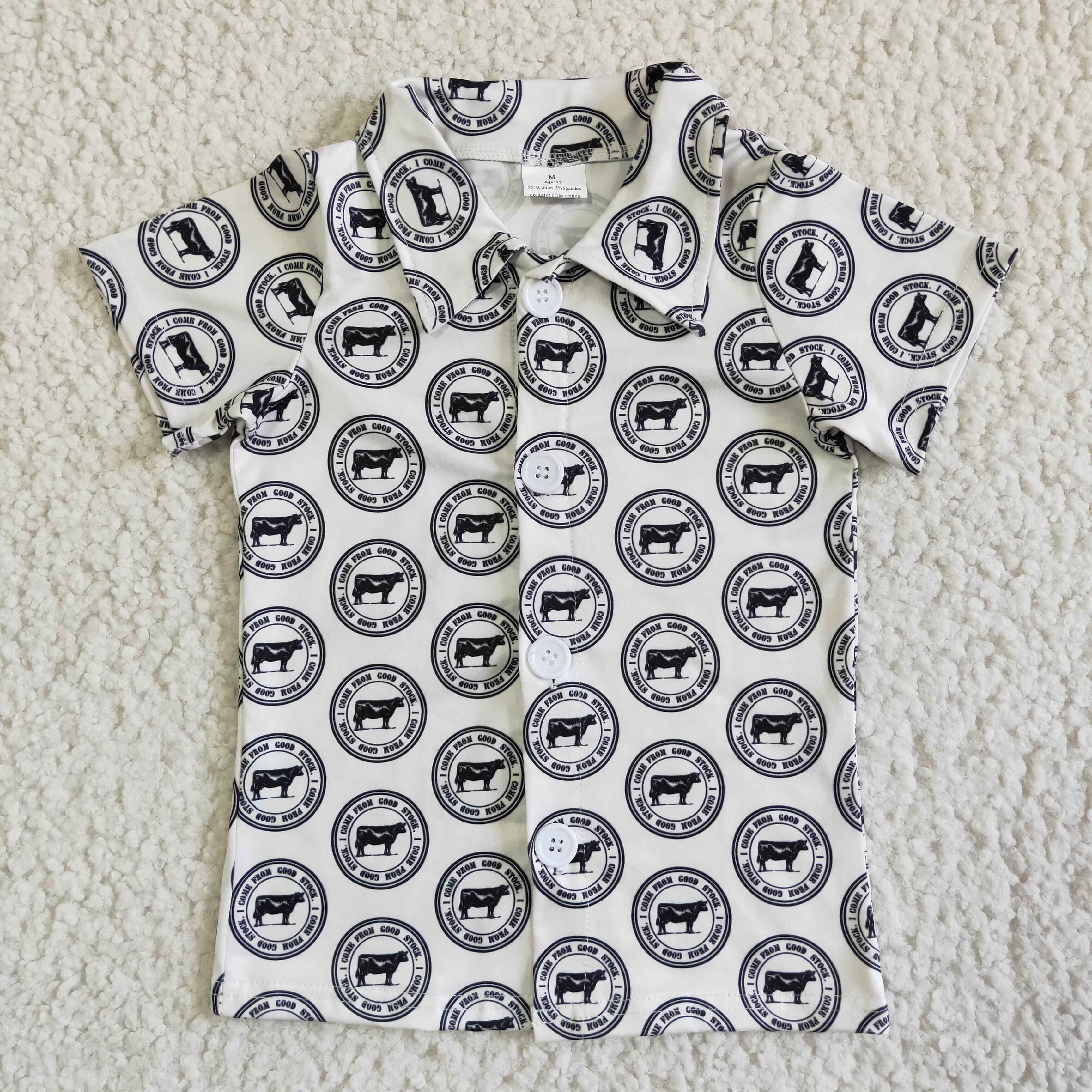 Short sleeve cows boy polo shirt