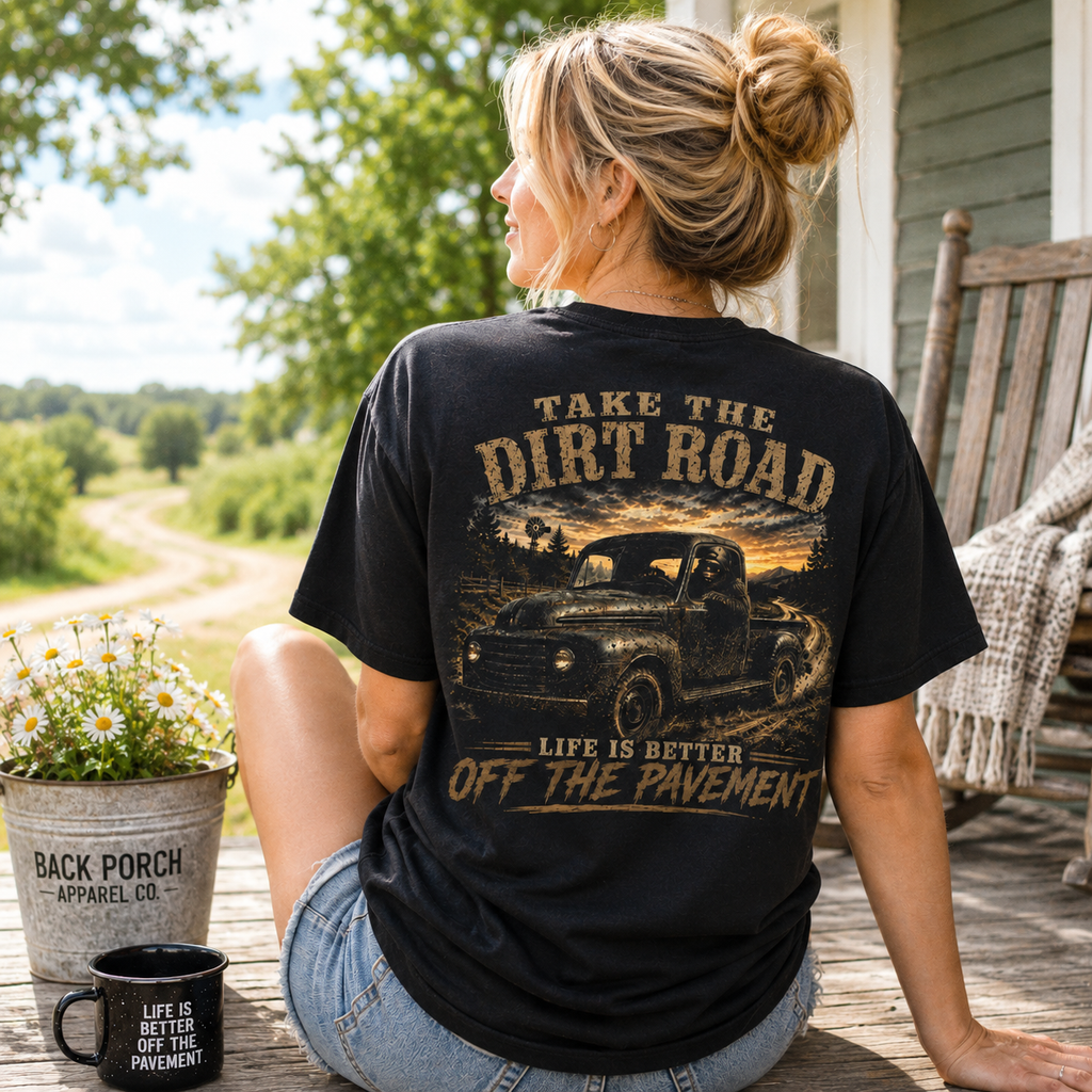 Take the Dirt Road Bigfoot Comfort Colors Black Truck T-Shirt