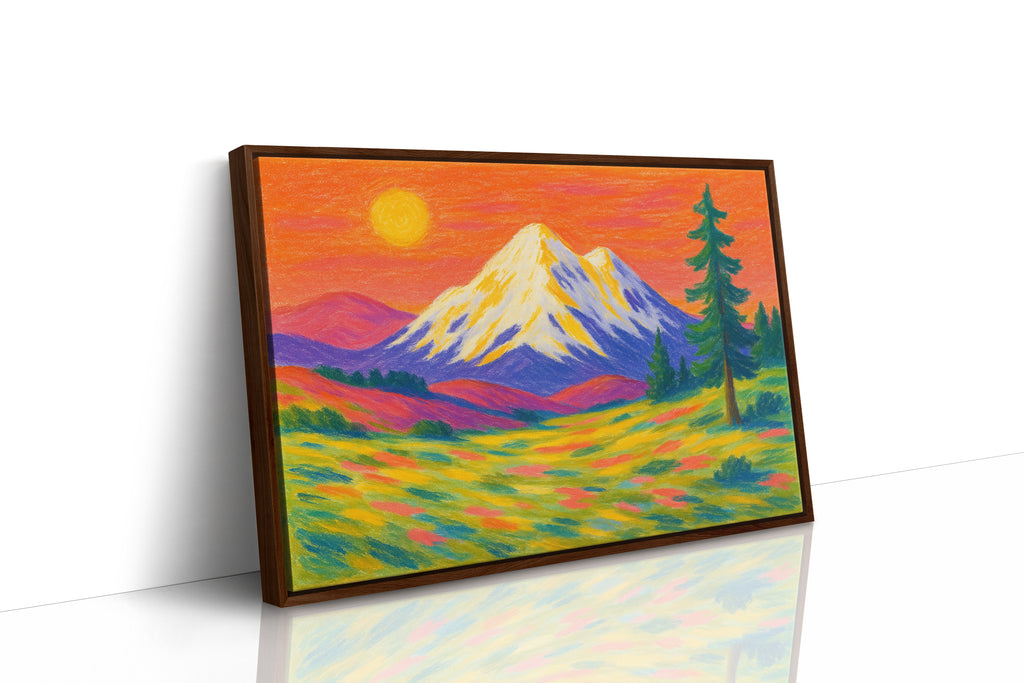 Vibrant Mountain Sunset with Flowery Meadow