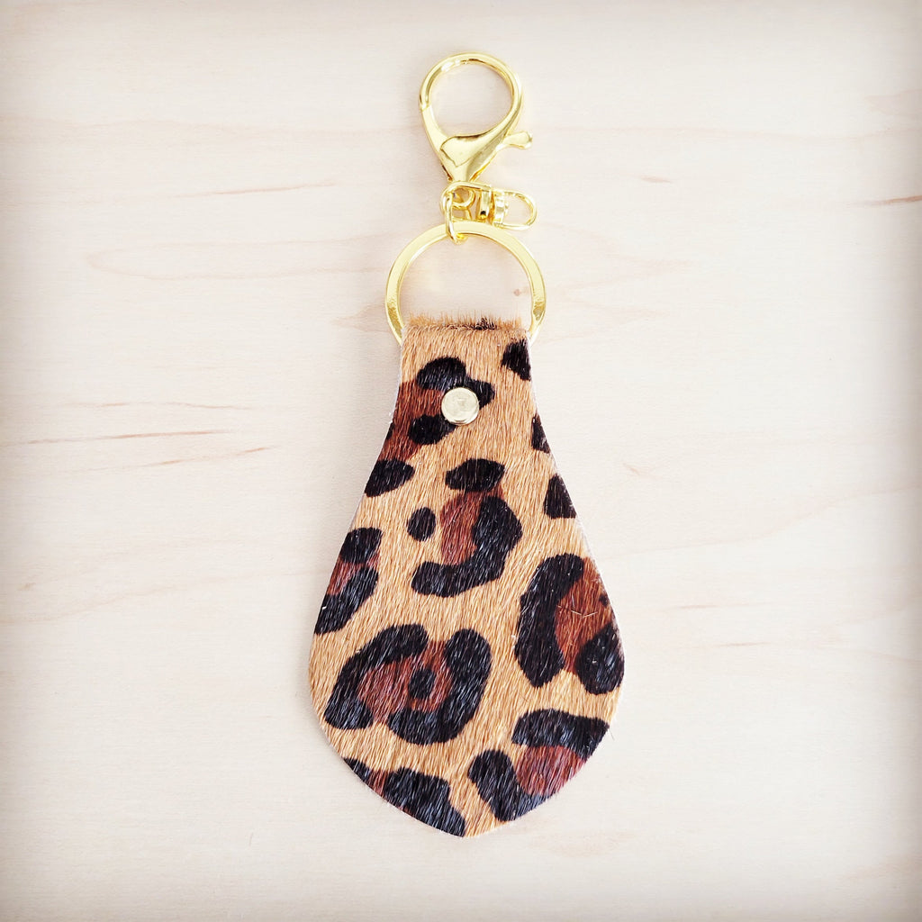 **Hair-on-Hide Leather Key Chain - Leopard 700z
