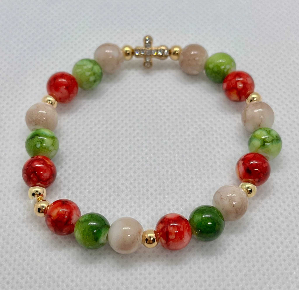 Christmas Cross Bead Bracelet Collection