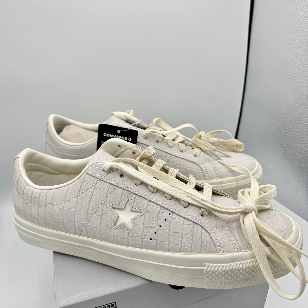 Converse One Star Pro OX Egret Grey Sneakers Croc Embossed Leather UNISEX