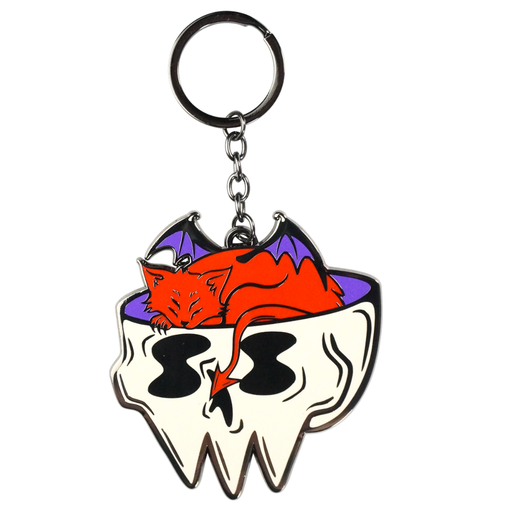 Cat Nap - Devil Cat Enamel Keychain