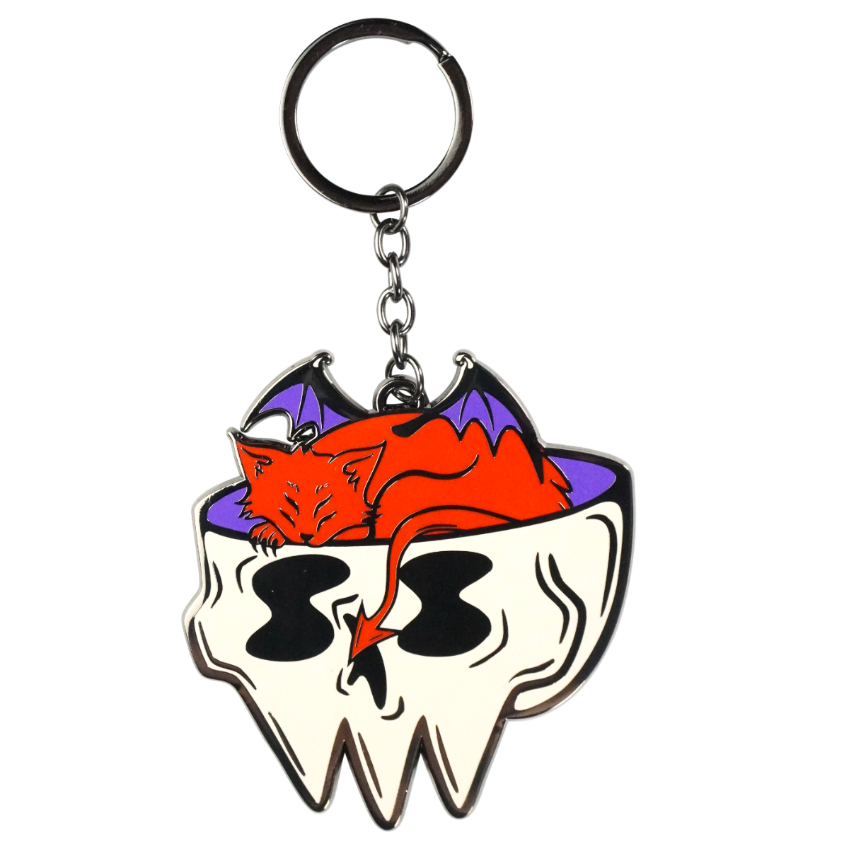 Cat Nap - Devil Cat Enamel Keychain