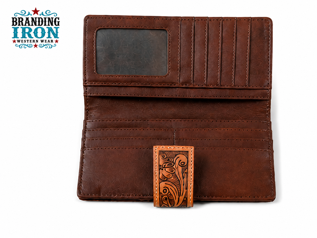 The Gambler Wallet | Cowhide Tooled Western Wallet