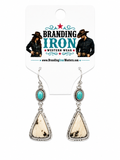 Cowhide Charm Earrings | Western Turquoise Earrings | Branding Iron
