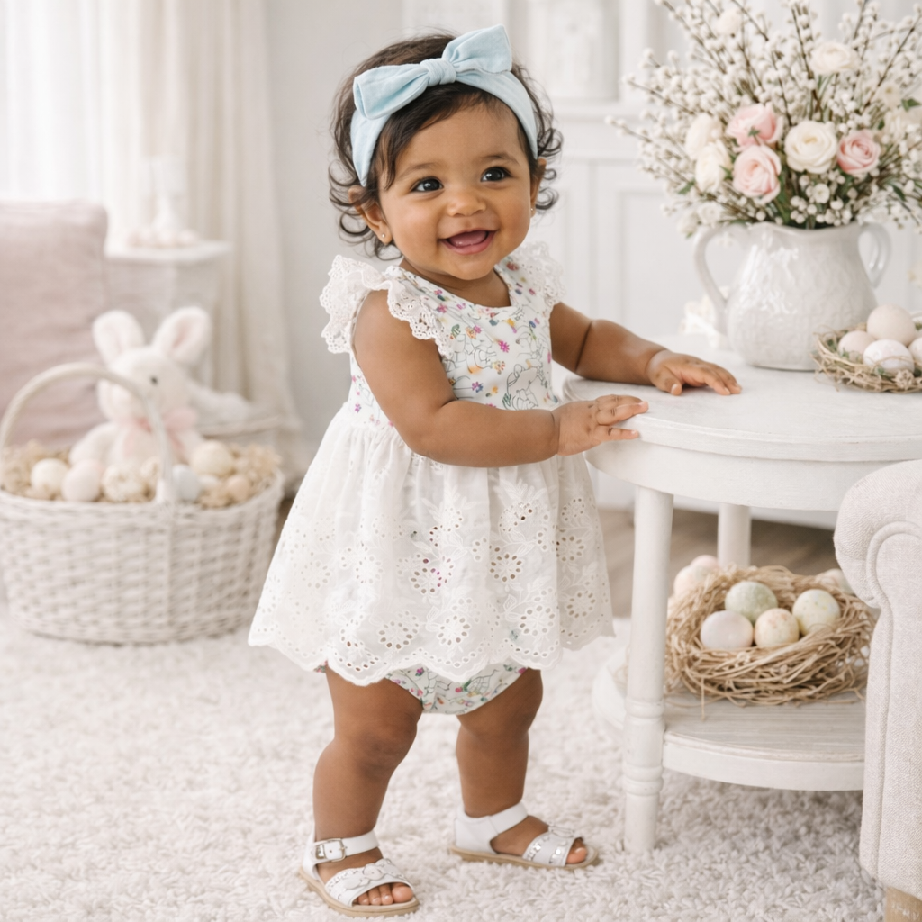 Baby Girl's Cottontail Garden Bamboo Skirted Bodysuit 0-6M