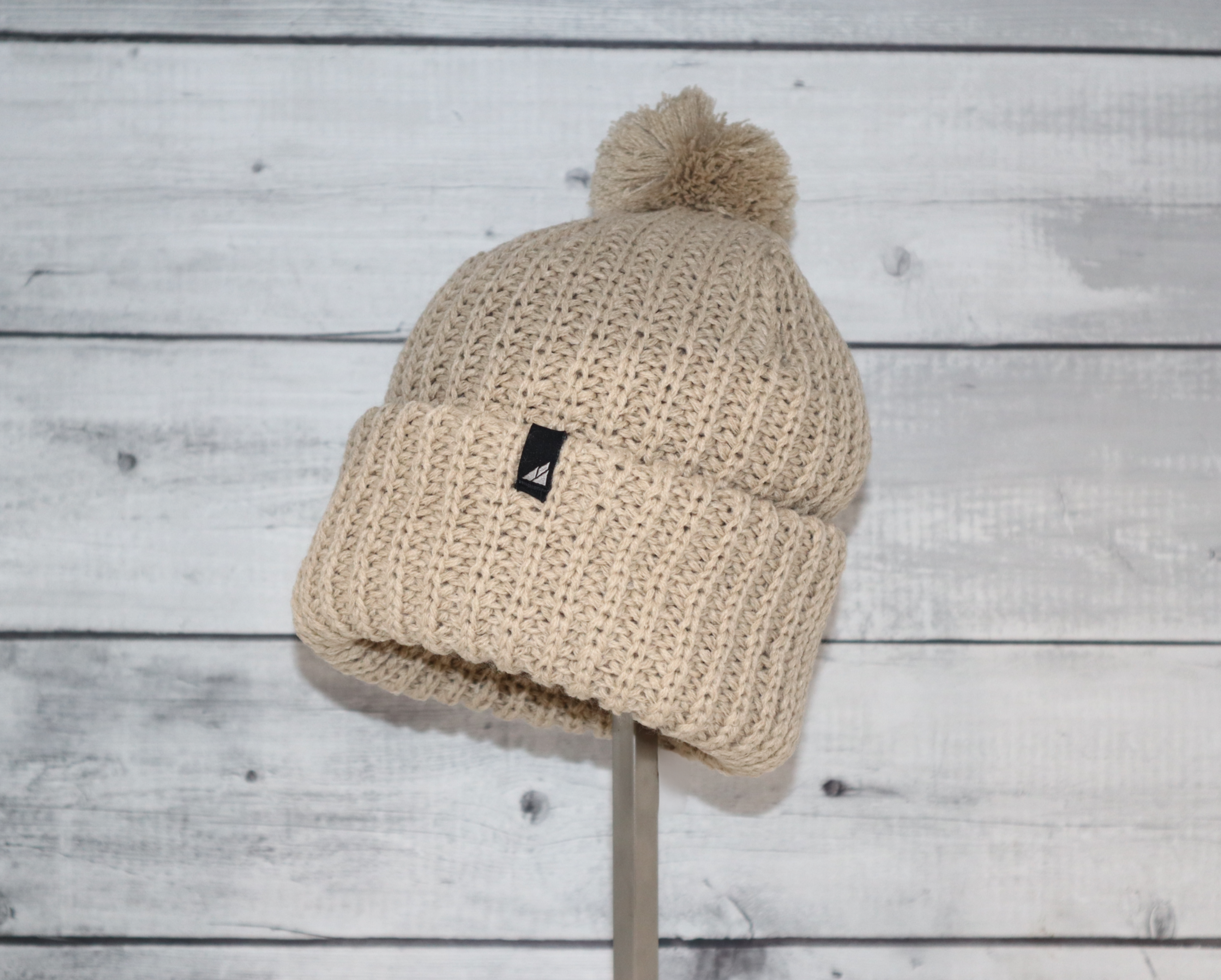 Child Acrylic Ribbed Cuff with Matching Pom Hat