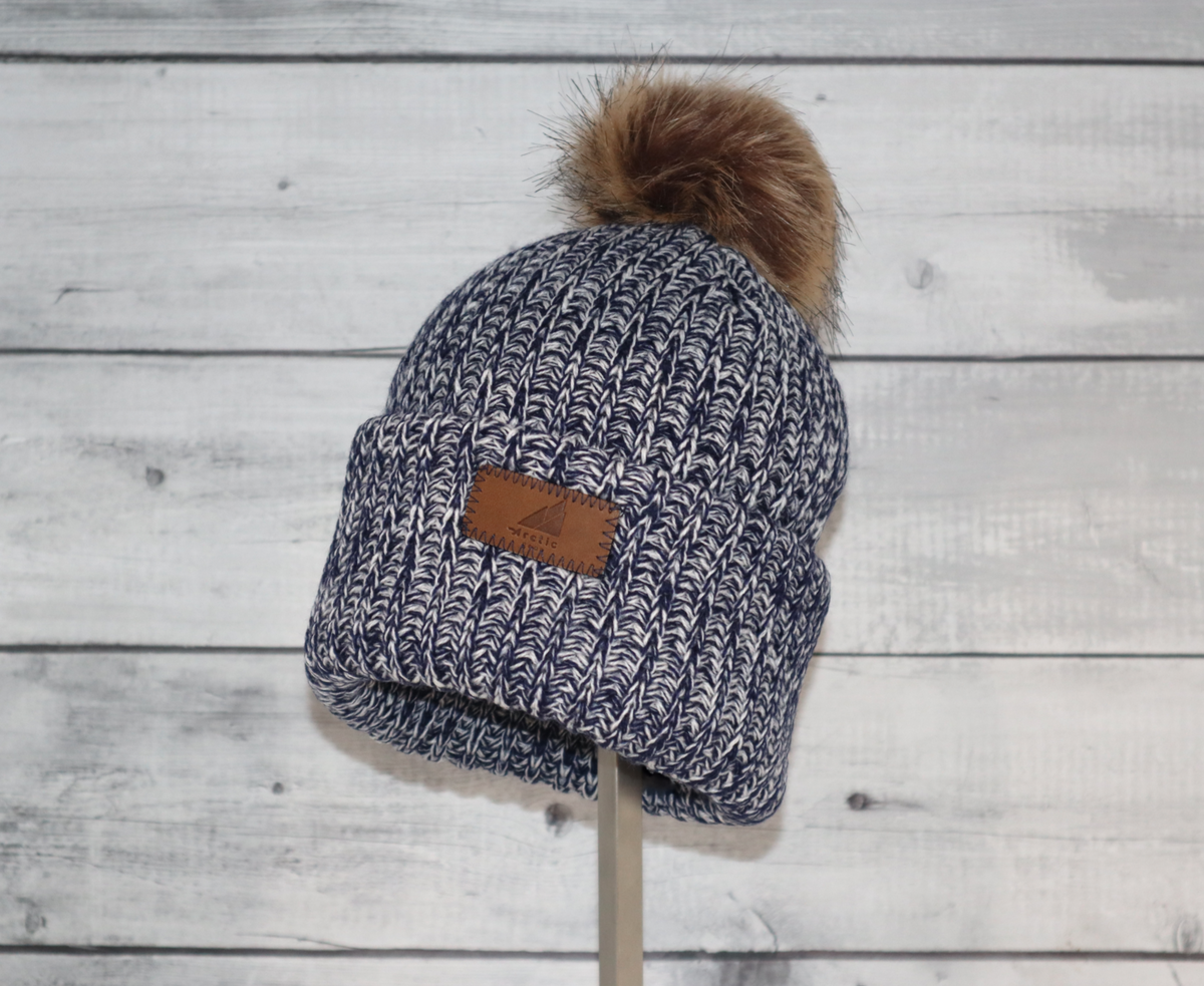 Child Acrylic Ribbed Cuff with Pom Hat
