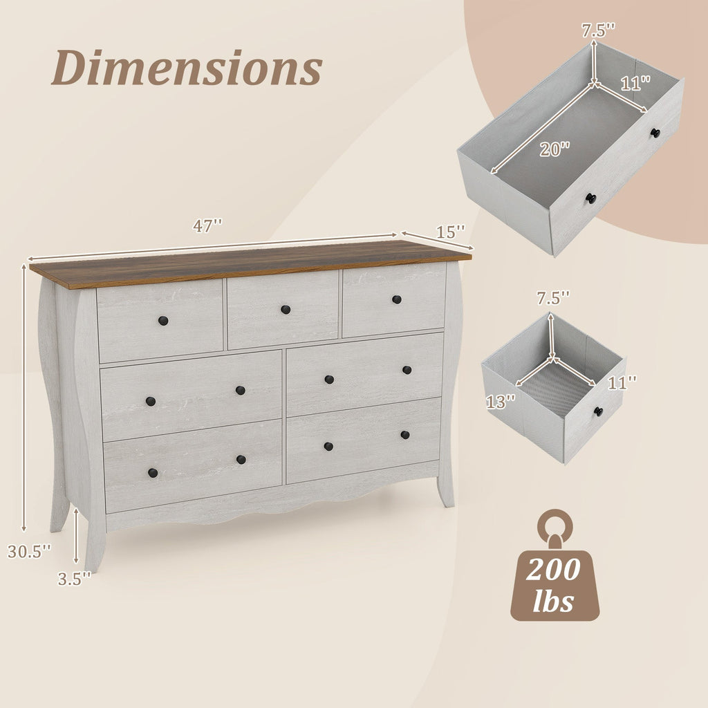 Closet Storage Organizer with 7 Folding Fabric Drawers-Gray