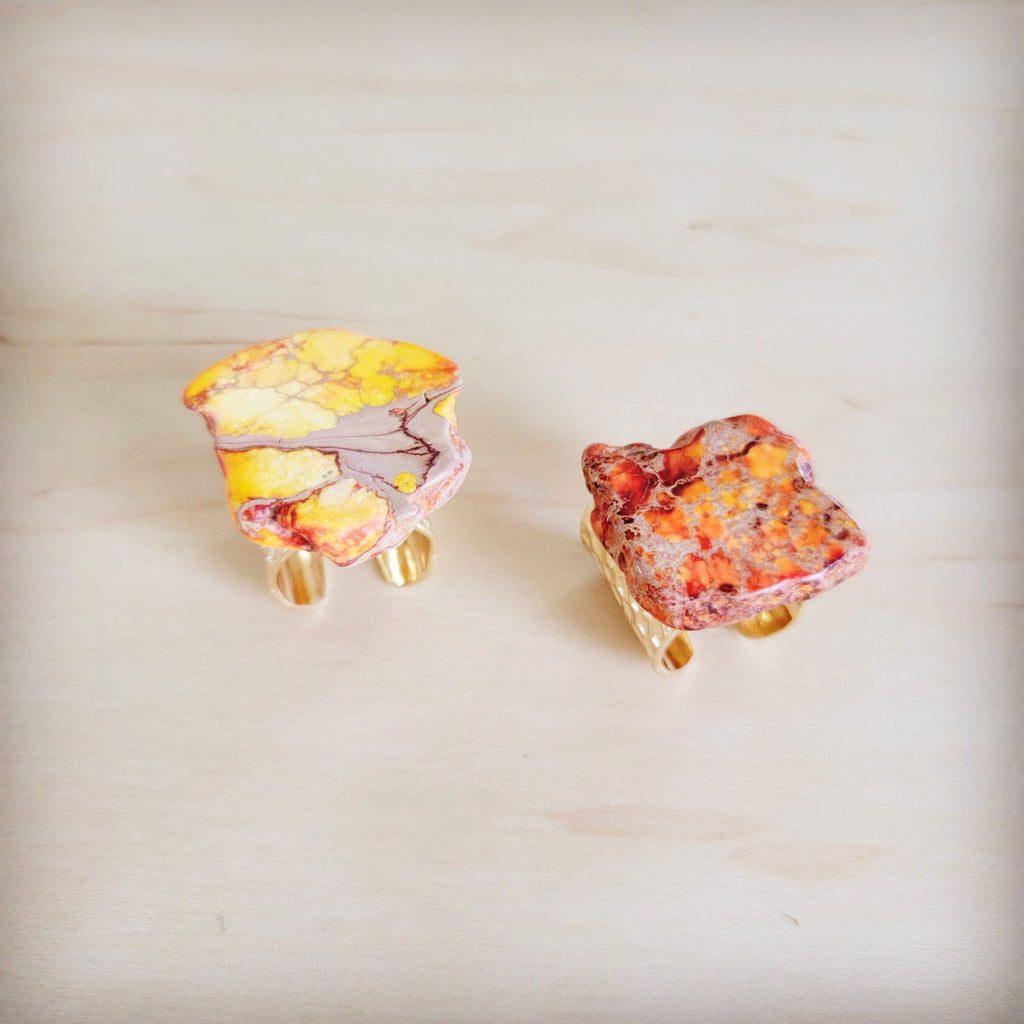 **Orange Regalite Western Boho Statement Ring 012ac