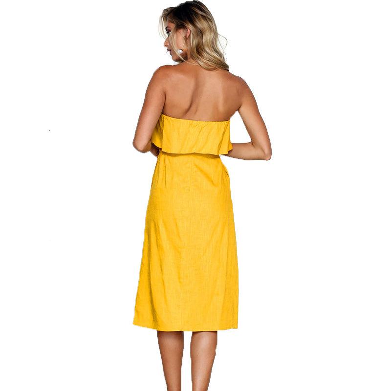 Summer Sun Strapless Button-Down Dress