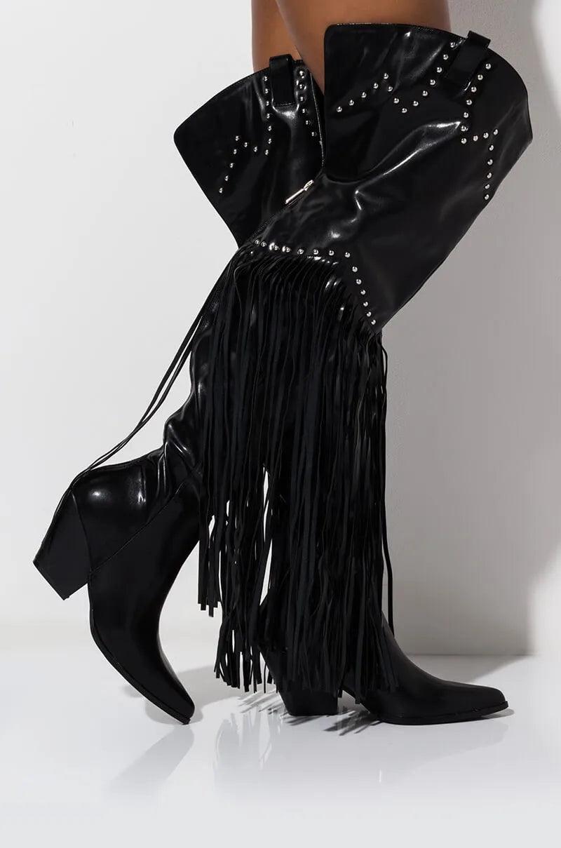 Vintage Fringe Over-the-Knee Boots