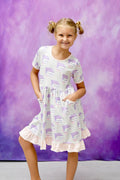 Book Lover Short Sleeve Pocket Milk Silk Dress