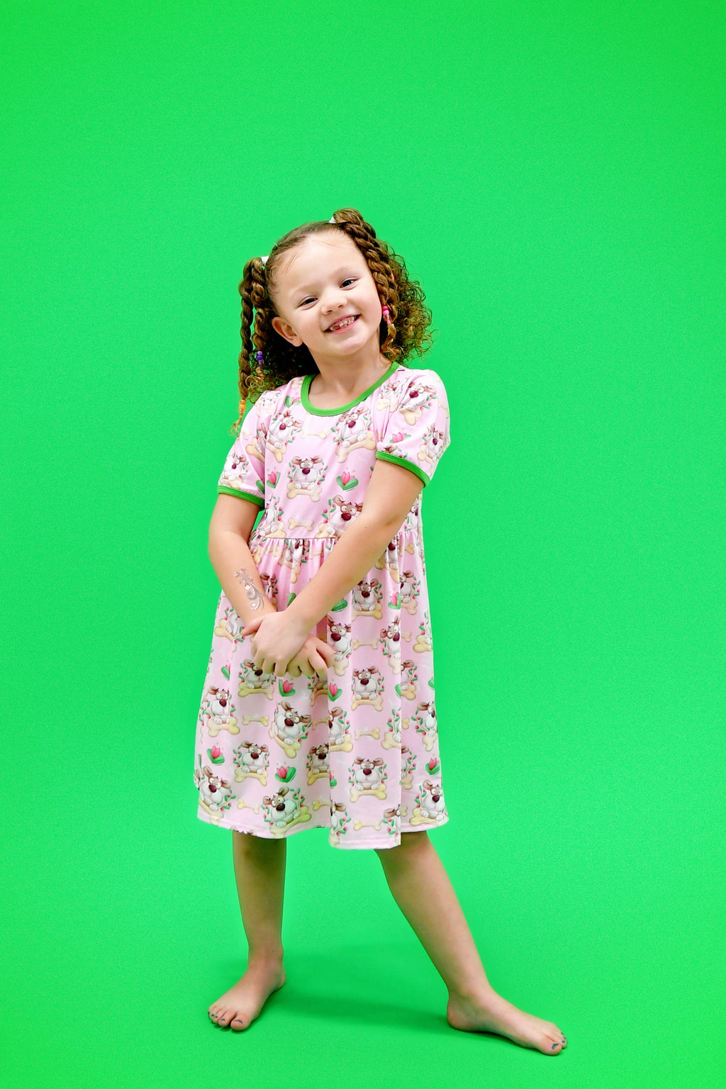 Pink Dog and Bone Short Sleeve Milk Silk Dress