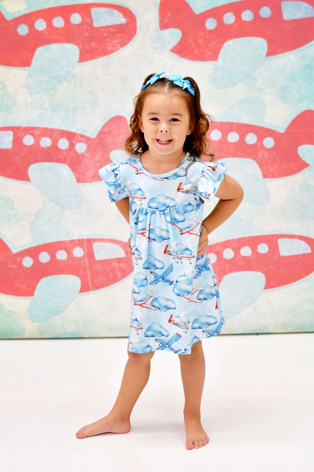 Airplane Milk Silk Flutter Dress