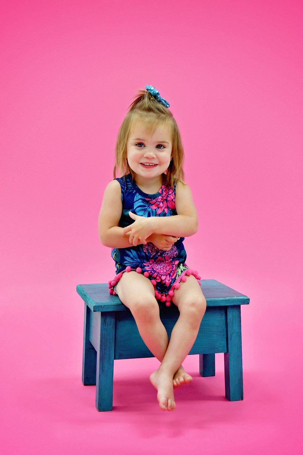Tropical Paradise Milk Silk Pom Pom Romper