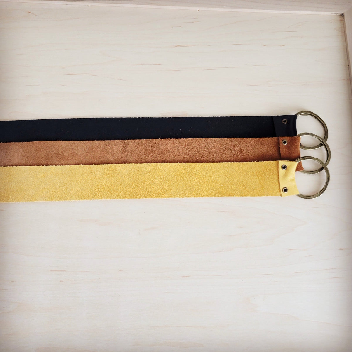 Suede Leather Belt with Leather Fringe Closure and Turq Slab 908s
